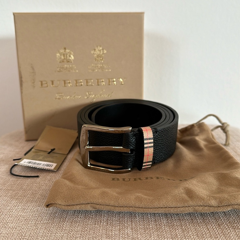 Authentic Burberry leather belt.